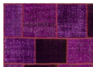 Purple Over Dyed Patchwork Unique Rug 5'3'' x 7'7'' ft 160 x 230 cm