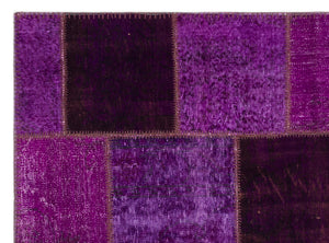 Purple Over Dyed Patchwork Unique Rug 5'3'' x 7'7'' ft 160 x 230 cm