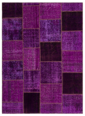 Purple Over Dyed Patchwork Unique Rug 5'3'' x 7'7'' ft 160 x 230 cm