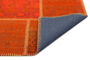 Orange Over Dyed Patchwork Unique Rug 5'3'' x 7'7'' ft 160 x 230 cm