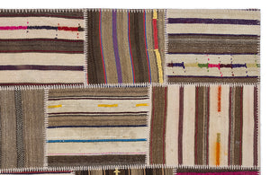 Striped Over Dyed Kilim Patchwork Unique Rug 5'3'' x 7'7'' ft 160 x 230 cm