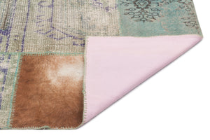 Turquoise Over Dyed Patchwork Unique Rug 5'3'' x 7'7'' ft 160 x 230 cm
