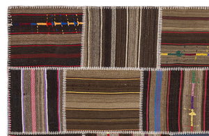 Striped Over Dyed Kilim Patchwork Unique Rug 5'3'' x 7'7'' ft 160 x 230 cm