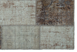 Brown Over Dyed Patchwork Unique Rug 3'11'' x 5'11'' ft 120 x 180 cm