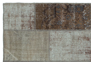 Brown Over Dyed Patchwork Unique Rug 3'11'' x 5'11'' ft 120 x 180 cm