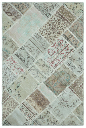 Beige Over Dyed Patchwork Unique Rug 3'11'' x 5'11'' ft 120 x 180 cm