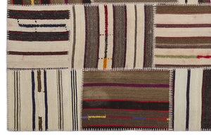 Striped Over Dyed Kilim Patchwork Unique Rug 5'3'' x 7'7'' ft 160 x 230 cm