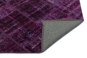 Purple Over Dyed Patchwork Unique Rug 3'11'' x 5'11'' ft 120 x 180 cm