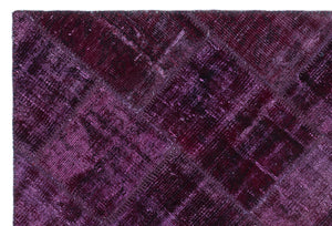 Purple Over Dyed Patchwork Unique Rug 3'11'' x 5'11'' ft 120 x 180 cm