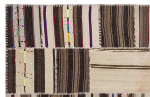 Striped Over Dyed Kilim Patchwork Unique Rug 5'3'' x 7'7'' ft 160 x 230 cm