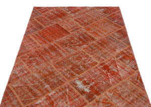 Orange Over Dyed Patchwork Unique Rug 3'11'' x 5'11'' ft 120 x 180 cm