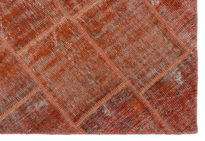 Orange Over Dyed Patchwork Unique Rug 3'11'' x 5'11'' ft 120 x 180 cm