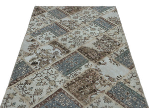 Beige Over Dyed Patchwork Unique Rug 3'11'' x 5'11'' ft 120 x 180 cm