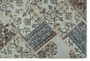 Beige Over Dyed Patchwork Unique Rug 3'11'' x 5'11'' ft 120 x 180 cm