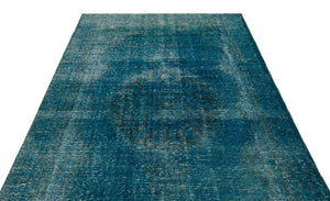 Turquoise Over Dyed Vintage Rug 5'10'' x 10'7'' ft 178 x 322 cm