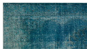 Turquoise Over Dyed Vintage Rug 5'10'' x 10'7'' ft 178 x 322 cm