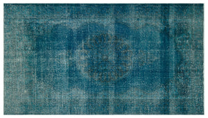 Turquoise Over Dyed Vintage Rug 5'10'' x 10'7'' ft 178 x 322 cm