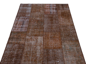 Brown Over Dyed Patchwork Unique Rug 3'11'' x 5'11'' ft 120 x 180 cm