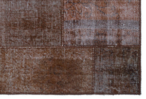 Brown Over Dyed Patchwork Unique Rug 3'11'' x 5'11'' ft 120 x 180 cm