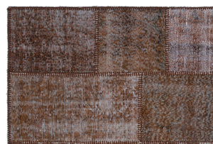 Brown Over Dyed Patchwork Unique Rug 3'11'' x 5'11'' ft 120 x 180 cm