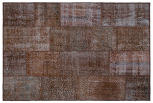 Brown Over Dyed Patchwork Unique Rug 3'11'' x 5'11'' ft 120 x 180 cm