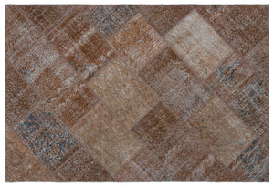 Brown Over Dyed Patchwork Unique Rug 3'11'' x 5'11'' ft 120 x 180 cm