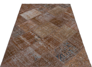 Brown Over Dyed Patchwork Unique Rug 3'11'' x 5'11'' ft 120 x 180 cm