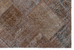 Brown Over Dyed Patchwork Unique Rug 3'11'' x 5'11'' ft 120 x 180 cm
