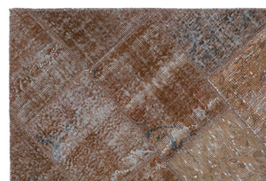 Brown Over Dyed Patchwork Unique Rug 3'11'' x 5'11'' ft 120 x 180 cm