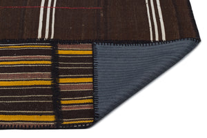 Striped Over Dyed Kilim Patchwork Unique Rug 6'8'' x 10'0'' ft 203 x 305 cm