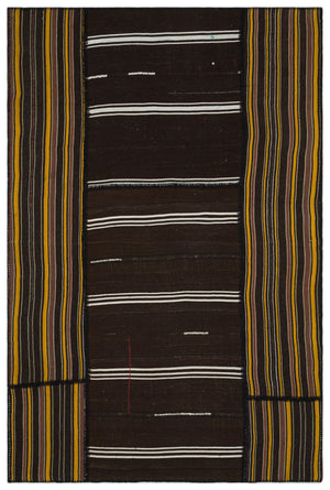 Striped Over Dyed Kilim Patchwork Unique Rug 6'8'' x 10'0'' ft 203 x 305 cm
