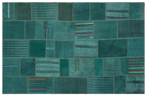Mixed Over Dyed Kilim Patchwork Unique Rug 6'5'' x 9'11'' ft 195 x 303 cm