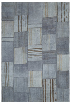 Mixed Over Dyed Kilim Patchwork Unique Rug 6'7'' x 9'11'' ft 201 x 302 cm