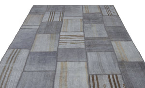 Mixed Over Dyed Kilim Patchwork Unique Rug 6'7'' x 9'11'' ft 201 x 302 cm