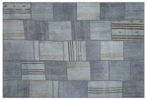 Mixed Over Dyed Kilim Patchwork Unique Rug 6'7'' x 9'11'' ft 201 x 302 cm