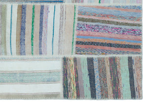 Striped Over Dyed Kilim Patchwork Unique Rug 5'1'' x 7'7'' ft 155 x 230 cm