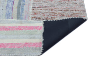 Striped Over Dyed Kilim Patchwork Unique Rug 5'3'' x 7'7'' ft 160 x 230 cm