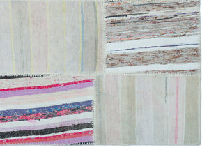 Striped Over Dyed Kilim Patchwork Unique Rug 5'3'' x 7'7'' ft 160 x 230 cm