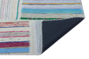 Striped Over Dyed Kilim Patchwork Unique Rug 5'3'' x 7'7'' ft 160 x 230 cm