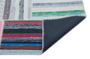 Striped Over Dyed Kilim Patchwork Unique Rug 5'3'' x 7'7'' ft 160 x 230 cm