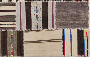 Striped Over Dyed Kilim Patchwork Unique Rug 5'3'' x 7'7'' ft 160 x 230 cm