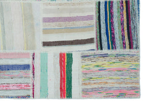 Striped Over Dyed Kilim Patchwork Unique Rug 5'3'' x 7'7'' ft 160 x 230 cm