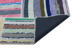 Striped Over Dyed Kilim Patchwork Unique Rug 5'3'' x 7'7'' ft 160 x 230 cm