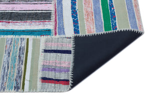 Striped Over Dyed Kilim Patchwork Unique Rug 5'3'' x 7'7'' ft 160 x 230 cm