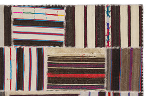 Striped Over Dyed Kilim Patchwork Unique Rug 5'3'' x 7'7'' ft 160 x 230 cm