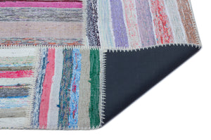 Striped Over Dyed Kilim Patchwork Unique Rug 5'3'' x 7'7'' ft 160 x 230 cm