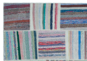 Striped Over Dyed Kilim Patchwork Unique Rug 5'3'' x 7'7'' ft 160 x 230 cm