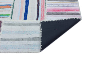 Striped Over Dyed Kilim Patchwork Unique Rug 5'3'' x 7'7'' ft 160 x 230 cm