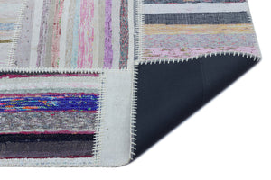 Striped Over Dyed Kilim Patchwork Unique Rug 5'3'' x 7'7'' ft 160 x 230 cm