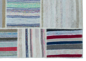 Striped Over Dyed Kilim Patchwork Unique Rug 5'3'' x 7'7'' ft 160 x 230 cm